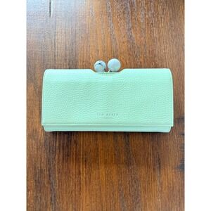 Ted Baker Maritza Marble Bobble Pebbled Leather Matinee Wallet Mint Green NWT